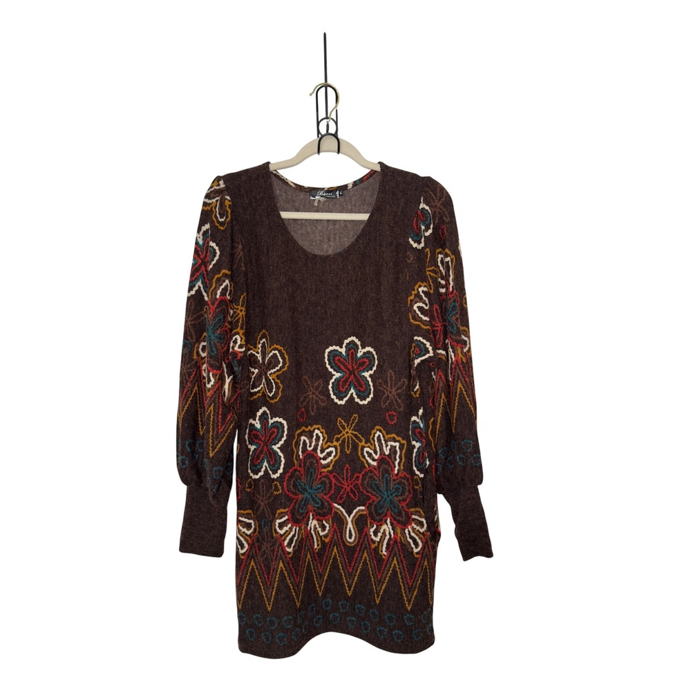 Bacci Women Large Vintage Inspired Floral Whimsigoth Boho Chic Artsy Dress